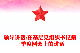 領(lǐng)導(dǎo)講話:在基層黨組織書記第三季度例會上的講話