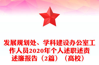 發展規劃處、學科建設辦公室工作人員2020年個人述職述責述廉報告（2篇）（高校）