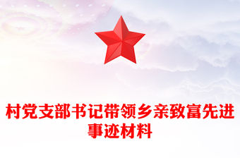 村黨支部書記帶領鄉親致富先進事跡材料