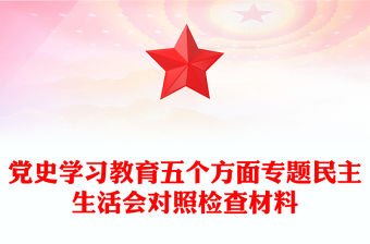 黨史學(xué)習(xí)教育五個(gè)方面專題民主生活會(huì)對(duì)照檢查材料