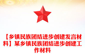 【鄉鎮民族團結進步創建發言材料】某鄉鎮民族團結進步創建工作材料