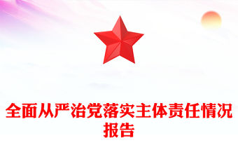 全面從嚴治黨落實主體責任情況報告