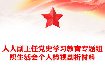 人大副主任黨史學(xué)習(xí)教育專題組織生活會個人檢視剖析材料