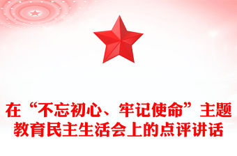 在“不忘初心、牢記使命”主題教育民主生活會上的點評講話