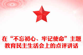 在“不忘初心、牢記使命”主題教育民主生活會(huì)上的點(diǎn)評(píng)講話(huà)