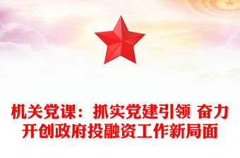 機關黨課：抓實黨建引領 奮力開創政府投融資工作新局面