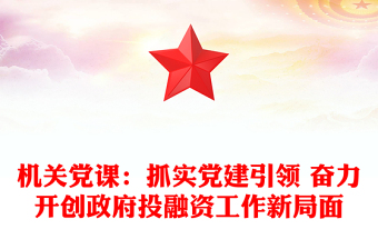 機關黨課:抓實黨建引領 奮力開創(chuàng)政府投融資工作新局面