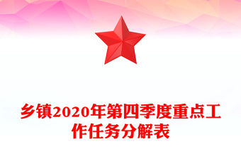鄉鎮2020年第四季度重點工作任務分解表