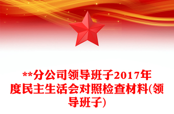 **分公司領(lǐng)導(dǎo)班子2017年度民主生活會(huì)對(duì)照檢查材料(領(lǐng)導(dǎo)班子)