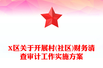 X區(qū)關于開展村(社區(qū))財務清查審計工作實施方案