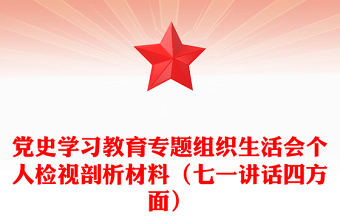 黨史學習教育專題組織生活會個人檢視剖析材料（七一講話四方面）