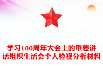 學(xué)習(xí)100周年大會(huì)上的重要講話組織生活會(huì)個(gè)人檢視分析材料
