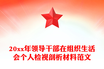 20xx年領導干部在組織生活會個人檢視剖析材料范文