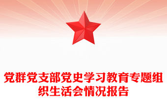 黨群黨支部黨史學習教育專題組織生活會情況報告