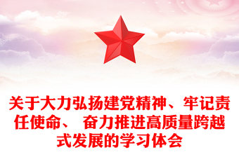 關(guān)于大力弘揚(yáng)建黨精神、牢記責(zé)任使命、 奮力推進(jìn)高質(zhì)量跨越式發(fā)展的學(xué)習(xí)體會(huì)