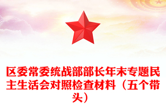 區(qū)委常委統(tǒng)戰(zhàn)部部長年末專題民主生活會對照檢查材料(五個帶頭)