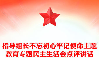 指導組長不忘初心牢記使命主題教育專題民主生活會點評講話