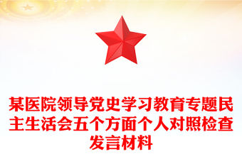 某醫院領導黨史學習教育專題民主生活會五個方面個人對照檢查發言材料