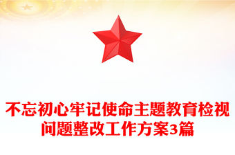 不忘初心牢記使命主題教育檢視問題整改工作方案3篇