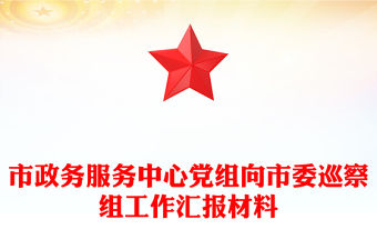 市政務服務中心黨組向市委巡察組工作匯報材料