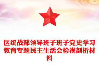 區(qū)統(tǒng)戰(zhàn)部領(lǐng)導(dǎo)班子班子黨史學(xué)習(xí)教育專題民主生活會(huì)檢視剖析材料