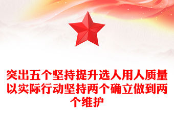 突出五個堅持提升選人用人質量以實際行動堅持兩個確立做到兩個維護