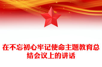 在不忘初心牢記使命主題教育總結會議上的講話