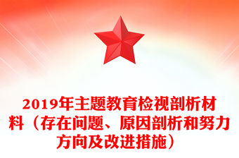 2019年主題教育檢視剖析材料（存在問題、原因剖析和努力方向及改進措施）