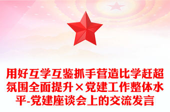 用好互學互鑒抓手營造比學趕超氛圍全面提升×黨建工作整體水平-黨建座談會上的交流發言