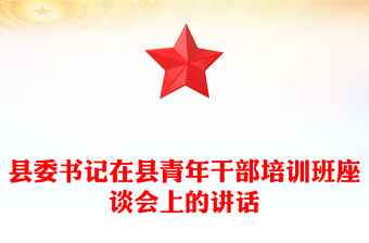 縣委書記在縣青年干部培訓班座談會上的講話