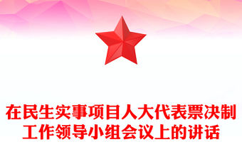 在民生實(shí)事項(xiàng)目人大代表票決制工作領(lǐng)導(dǎo)小組會(huì)議上的講話