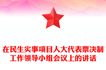 在民生實(shí)事項(xiàng)目人大代表票決制工作領(lǐng)導(dǎo)小組會(huì)議上的講話
