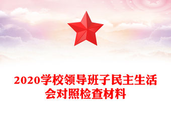 2020學校領導班子民主生活會對照檢查材料