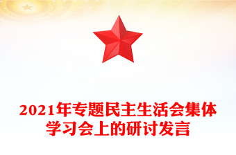 2021年專題民主生活會集體學(xué)習(xí)會上的研討發(fā)言