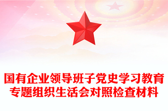 國(guó)有企業(yè)領(lǐng)導(dǎo)班子黨史學(xué)習(xí)教育專(zhuān)題組織生活會(huì)對(duì)照檢查材料