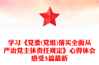 學(xué)習(xí)《黨委(黨組)落實(shí)全面從嚴(yán)治黨主體責(zé)任規(guī)定》心得體會(huì)感受3篇最新