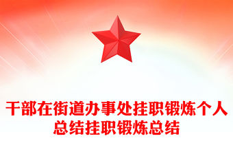 干部在街道辦事處掛職鍛煉個人總結掛職鍛煉總結