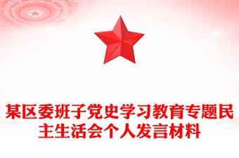 某區委班子黨史學習教育專題民主生活會個人發言材料