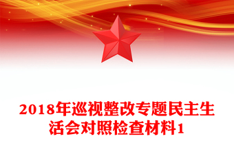 2018年巡視整改專題民主生活會(huì)對(duì)照檢查材料1