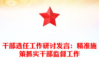 干部選任工作研討發(fā)言：精準施策抓實干部監(jiān)督工作