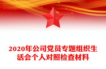 2020年公司黨員專題組織生活會個人對照檢查材料