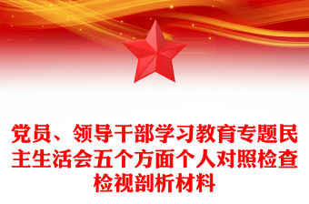 黨員、領(lǐng)導(dǎo)干部學(xué)習(xí)教育專題民主生活會(huì)五個(gè)方面?zhèn)€人對(duì)照檢查檢視剖析材料