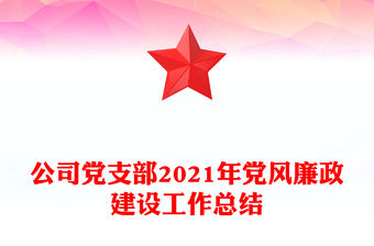 公司黨支部2021年黨風廉政建設工作總結