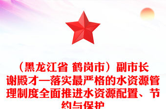 （黑龍江省 鶴崗市）副市長 謝殿才—落實(shí)最嚴(yán)格的水資源管理制度全面推進(jìn)水資源配置、節(jié)約與保護(hù)