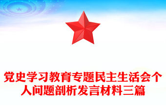 黨史學習教育專題民主生活會個人問題剖析發言材料三篇