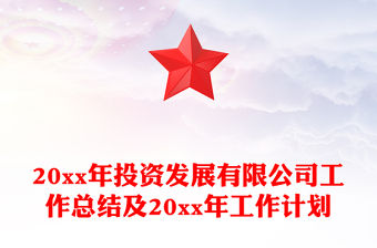 20xx年投資發展有限公司工作總結及20xx年工作計劃