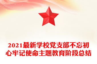2021最新學校黨支部不忘初心牢記使命主題教育階段總結
