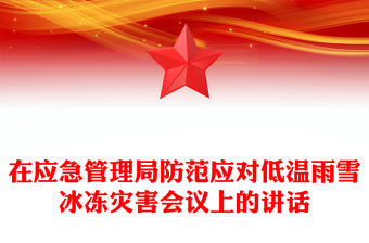 在應急管理局防范應對低溫雨雪冰凍災害會議上的講話