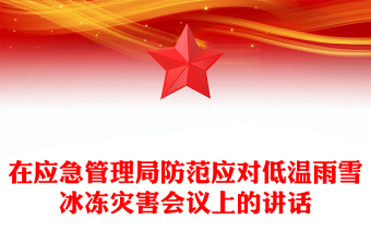 在應(yīng)急管理局防范應(yīng)對(duì)低溫雨雪冰凍災(zāi)害會(huì)議上的講話
