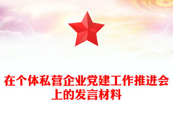 在個體私營企業黨建工作推進會上的發言材料